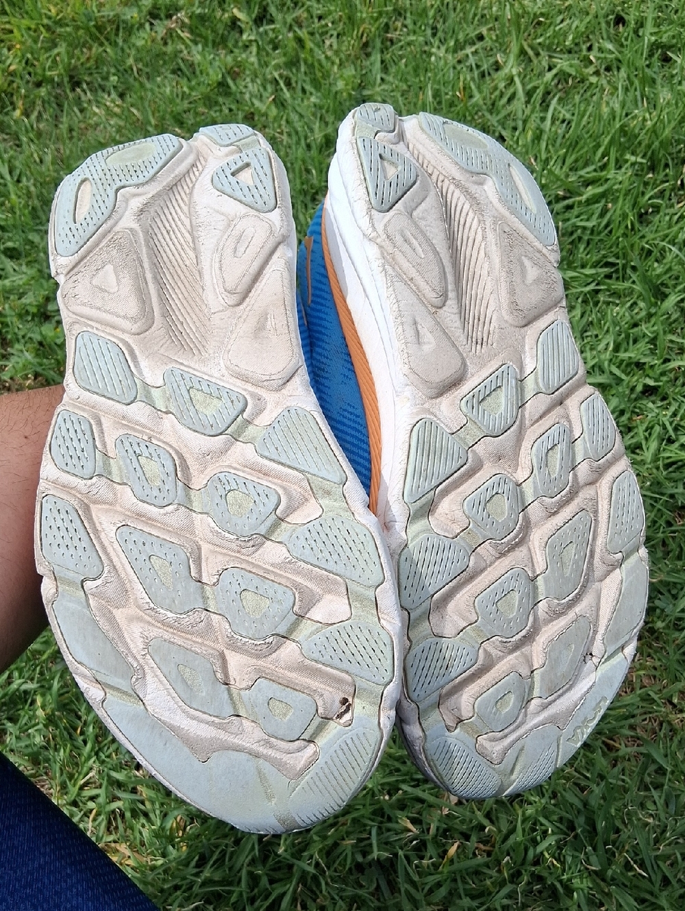 Hoka Clifton 9 Sneakers in Blue and Orange - Picture 13 of 13